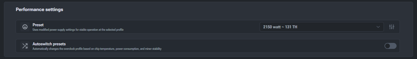 Auto-Switch Presets Options block