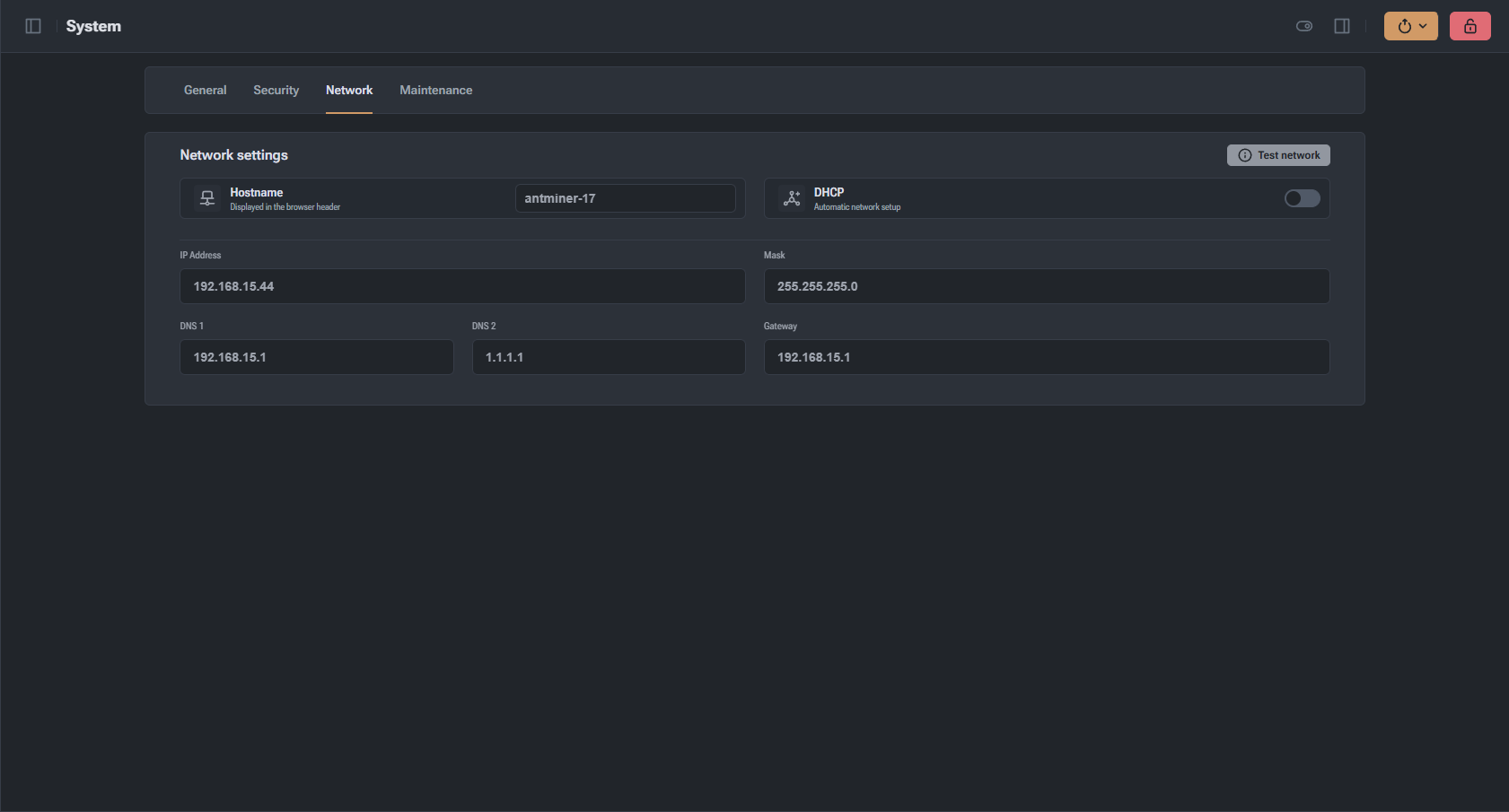 Network settings overview