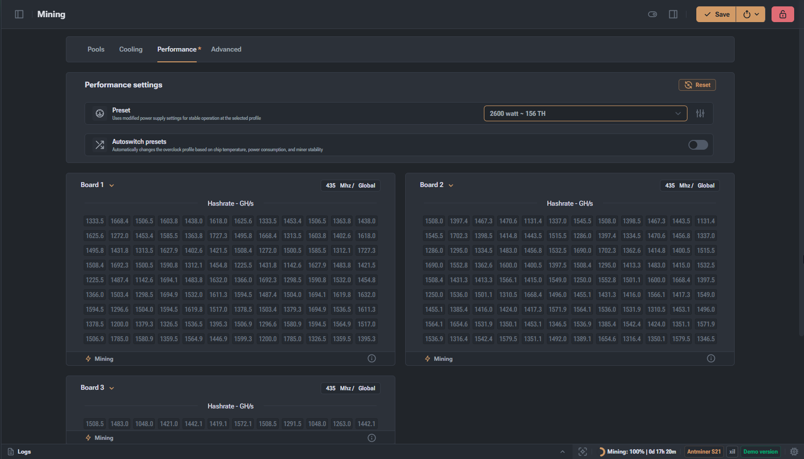 Reset Auto-tune Settings window