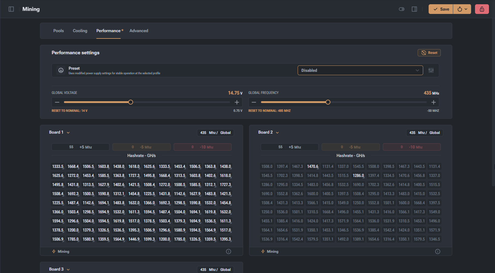 Overclocking Preset selection