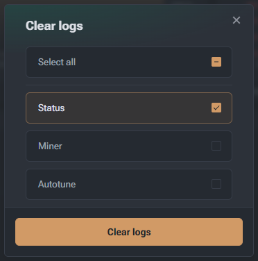Clear Logs dialog