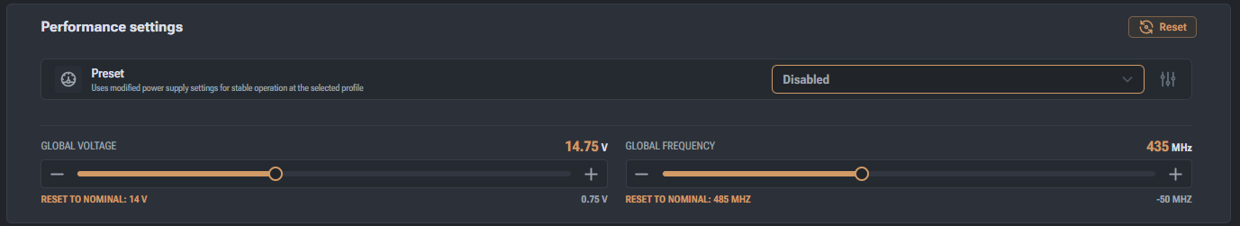 Chip frequency adjustment