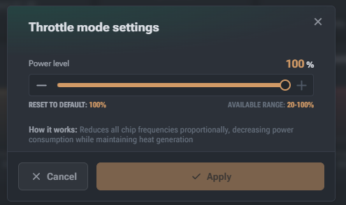 Throttling Mode slider