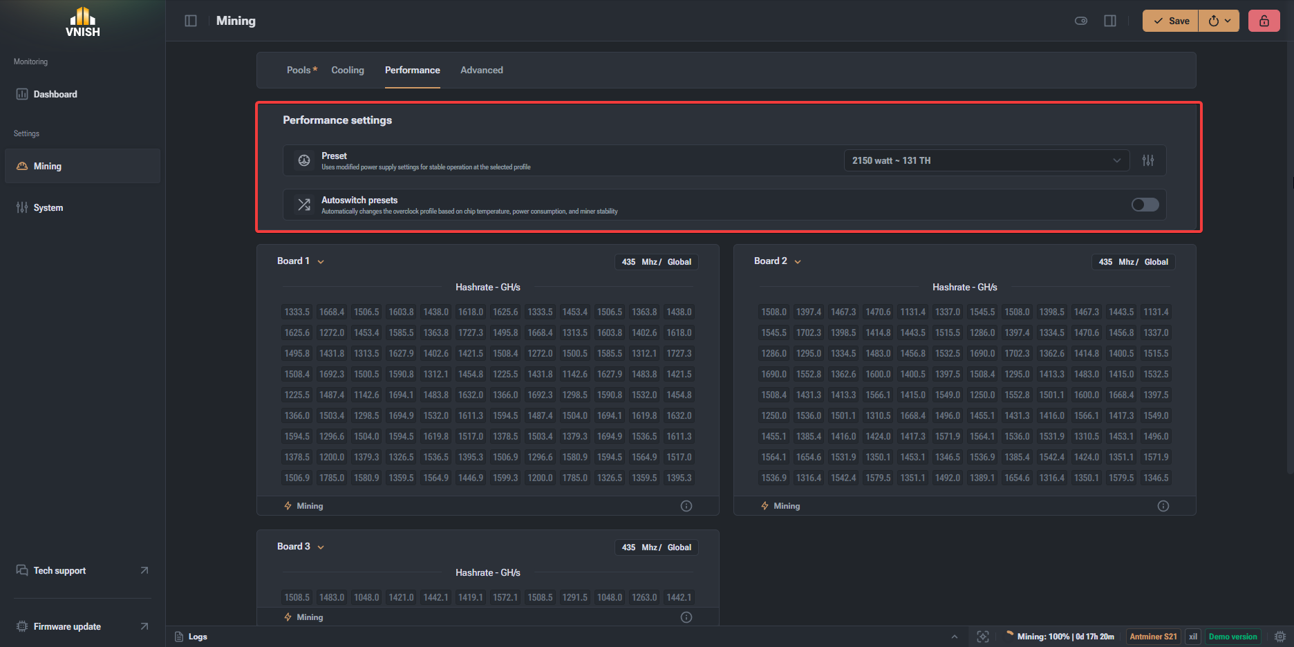 Select overclocking profile