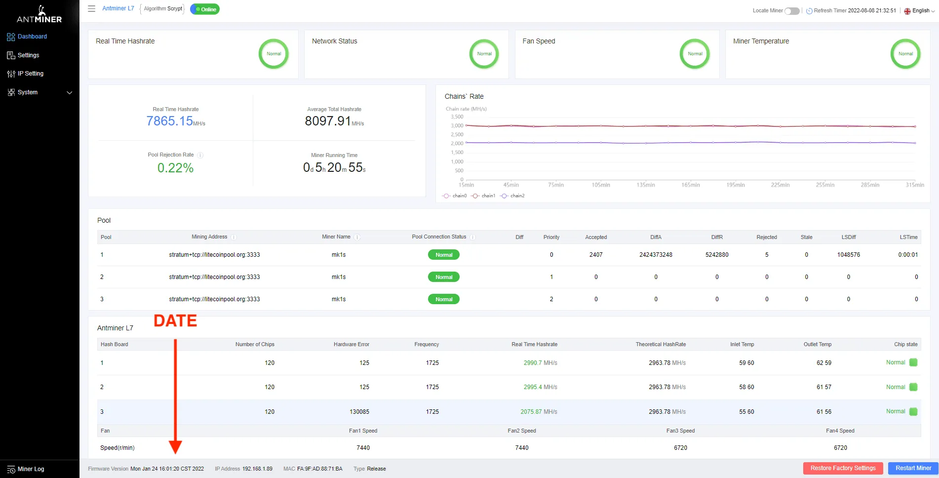 Firmware Version on Bitmain Stock Firmware
