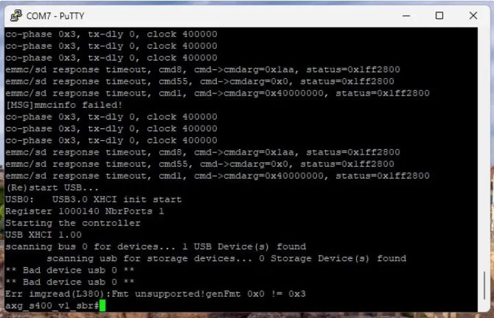 Device Boot Log in Terminal