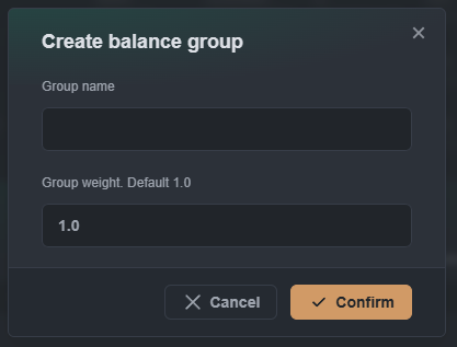 Created balance group